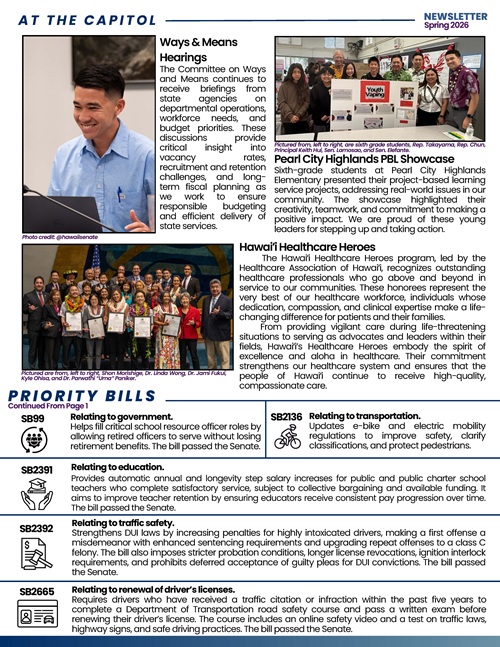 Image of page 2 of Senator Elefante's Spring 2026 newsletter